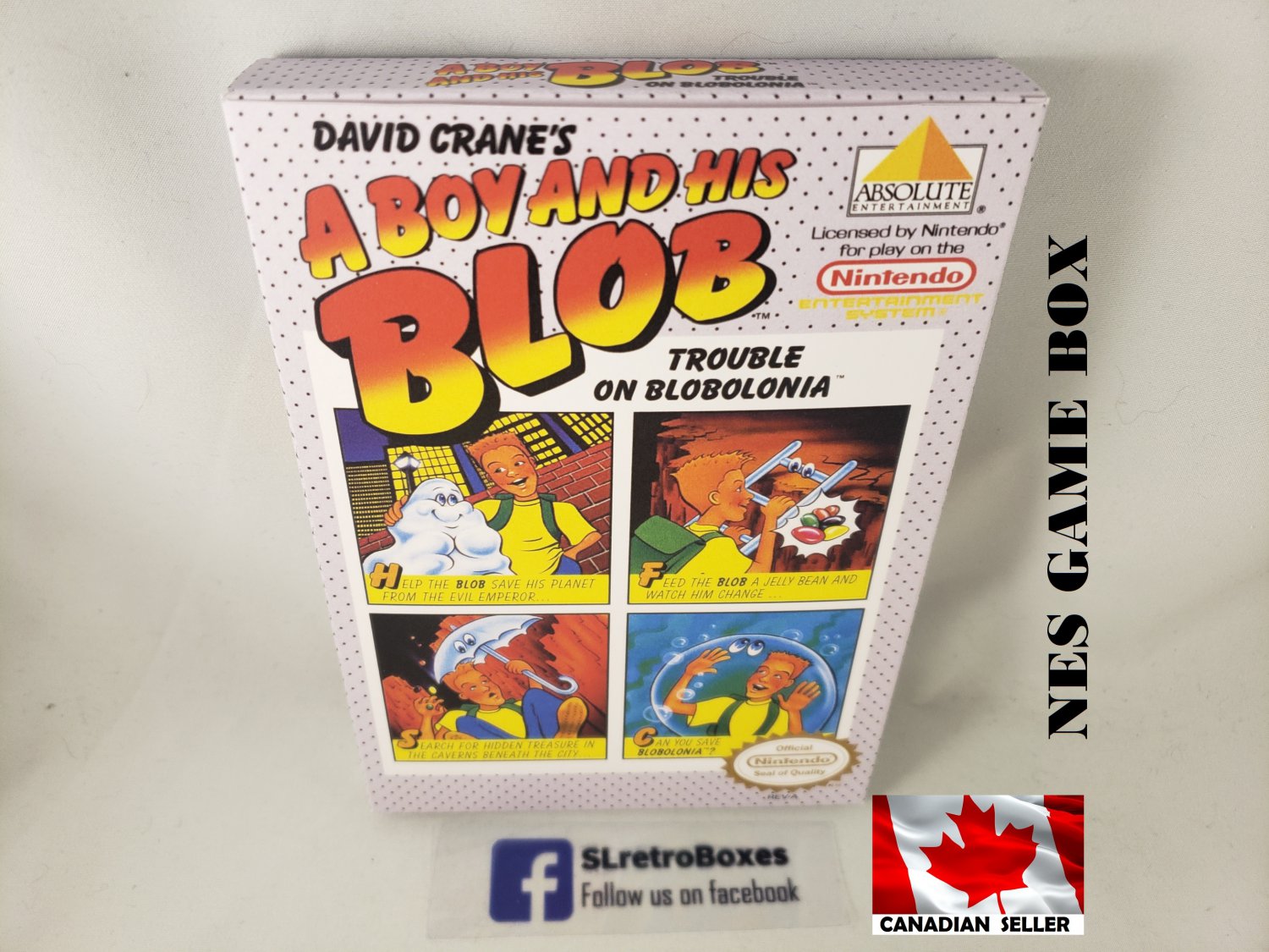 A BOY AND HIS BLOB - NES, Nintendo Custom replacement BOX optional w/ Dust Cover & PVC Protector