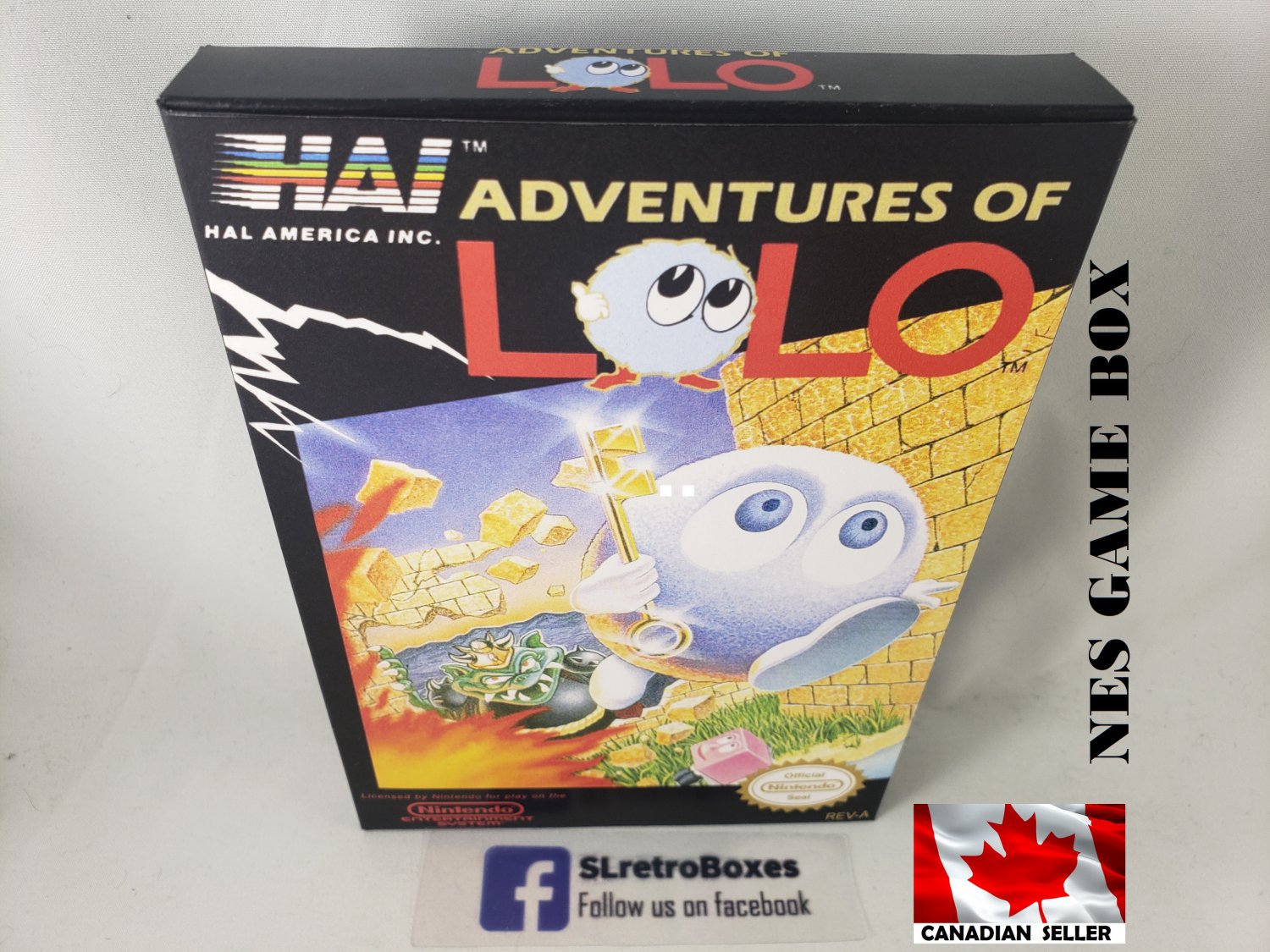 ADVENTURES OF LOLO - NES, Nintendo Custom replacement BOX optional w/ Dust Cover & PVC Protector