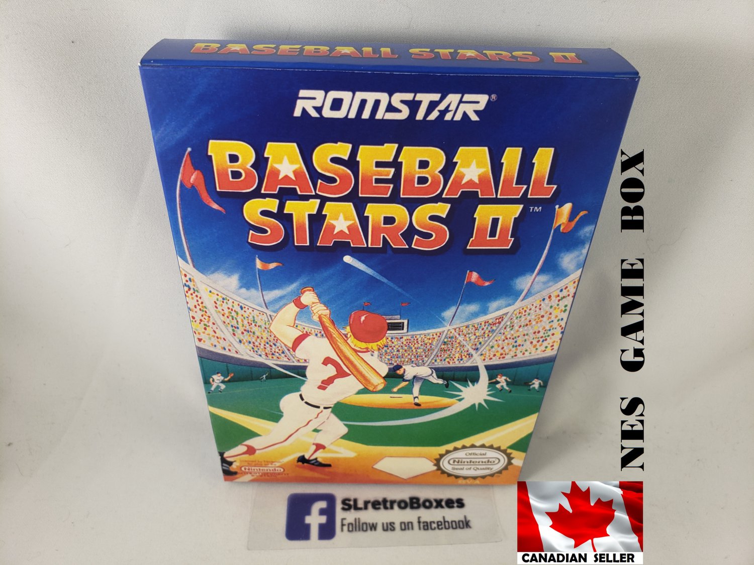 BASEBALL STARS II - NES, Nintendo Custom replacement BOX optional w/ Dust Cover & PVC Protector
