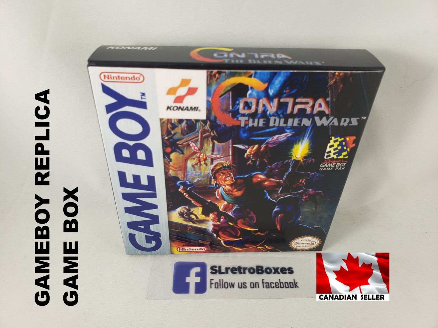 CONTRA: ALIEN WARS - Nintendo Game Boy Custom replica Box w/ Insert Tray & PVC Protector