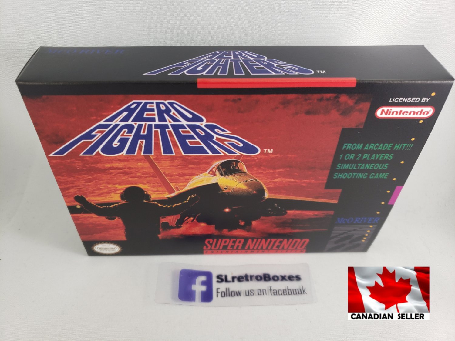 AERO FIGHTERS - SNES, Super Nintendo Custom replacement Box optional w/ Insert Tray & PVC Protector