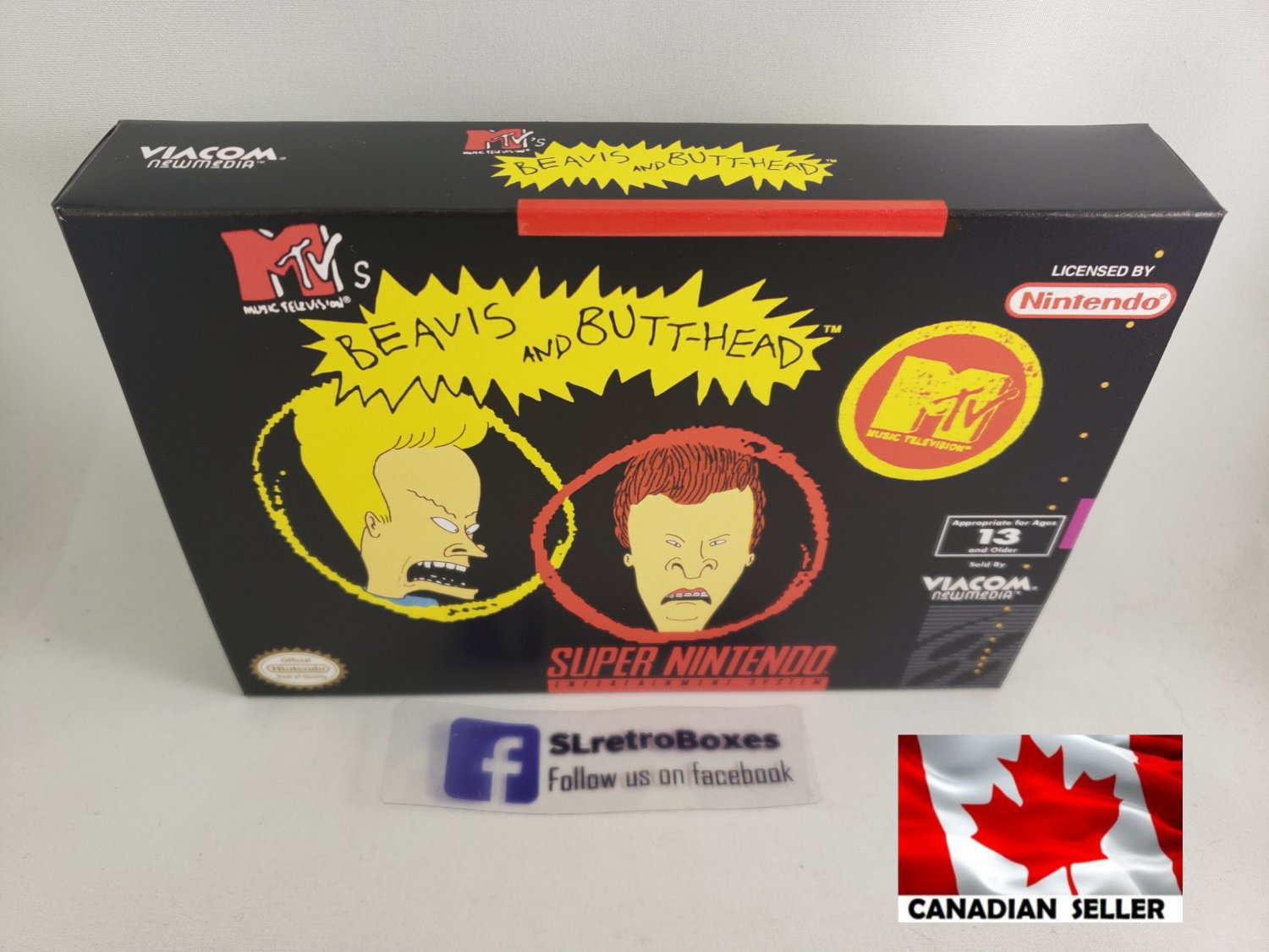 BEAVIS AND BUTTHEAD - SNES, Super Nintendo Custom replacement Box optional w/ Insert Tray & PVC