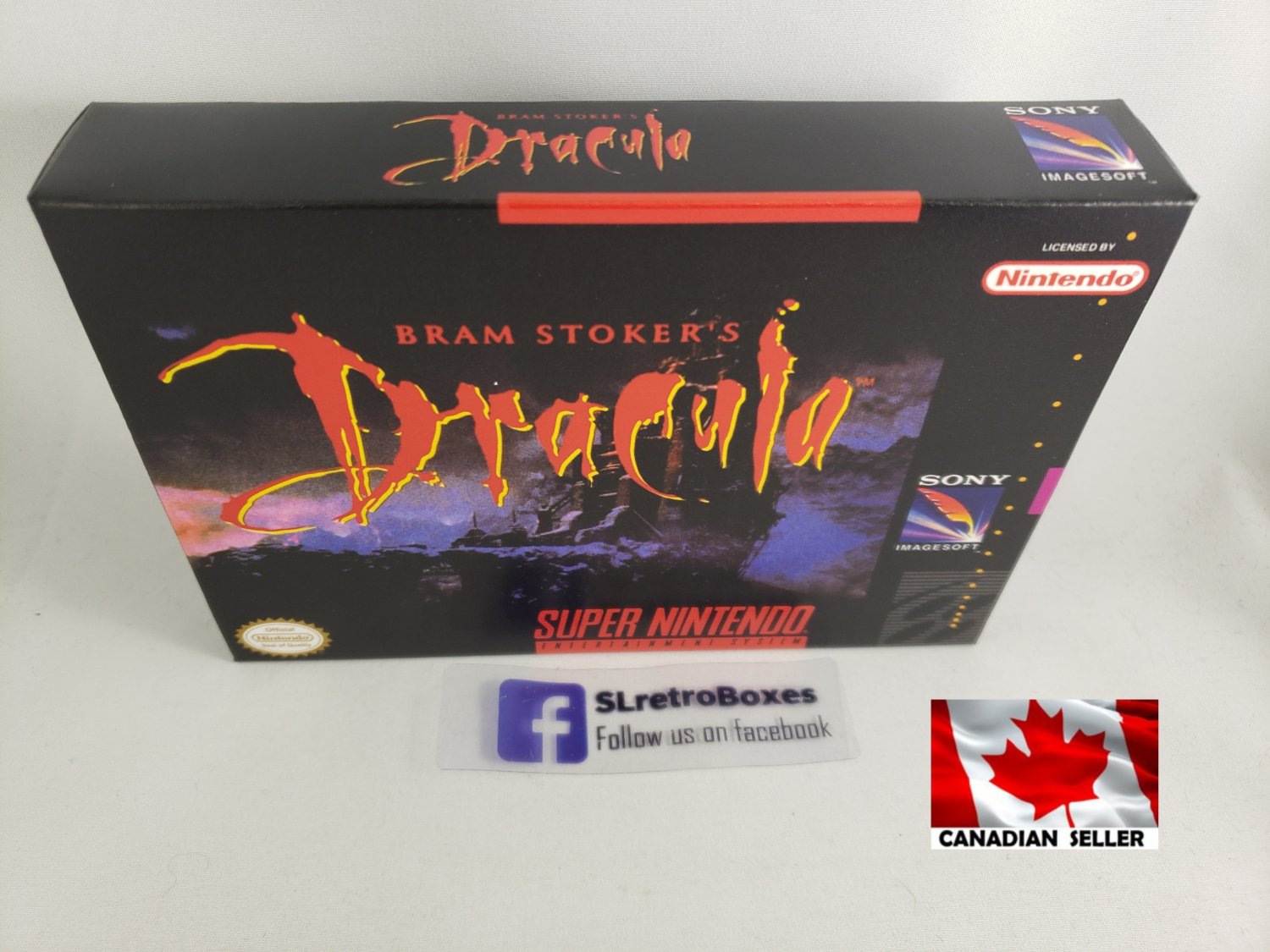 DRACULA, BRAM STOKER'S - SNES, Super Nintendo Custom replacement Box optional w/ Insert Tray & PVC