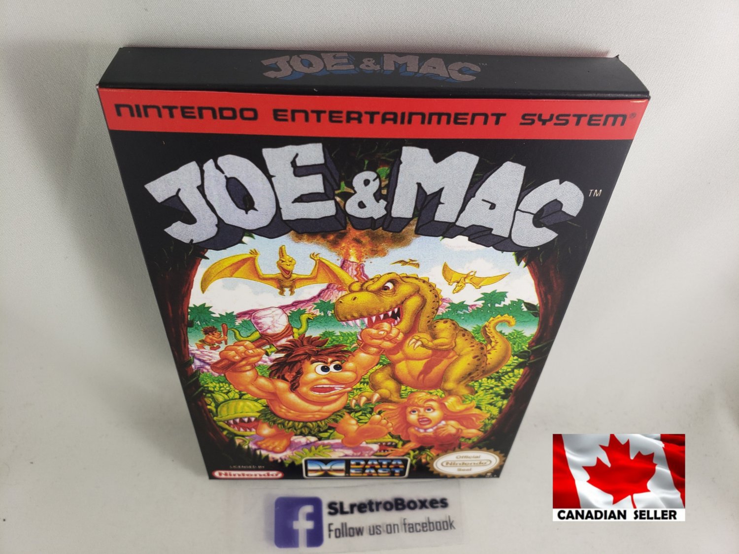 JOE AND MAC - NES, Nintendo Custom replacement BOX optional w/ Dust Cover & PVC Protector