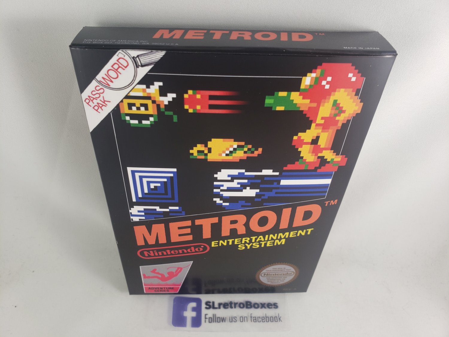 METROID Alternate Version BLACK BOX - NES, Nintendo Custom BOX optional w/ Dust Cover & PVC