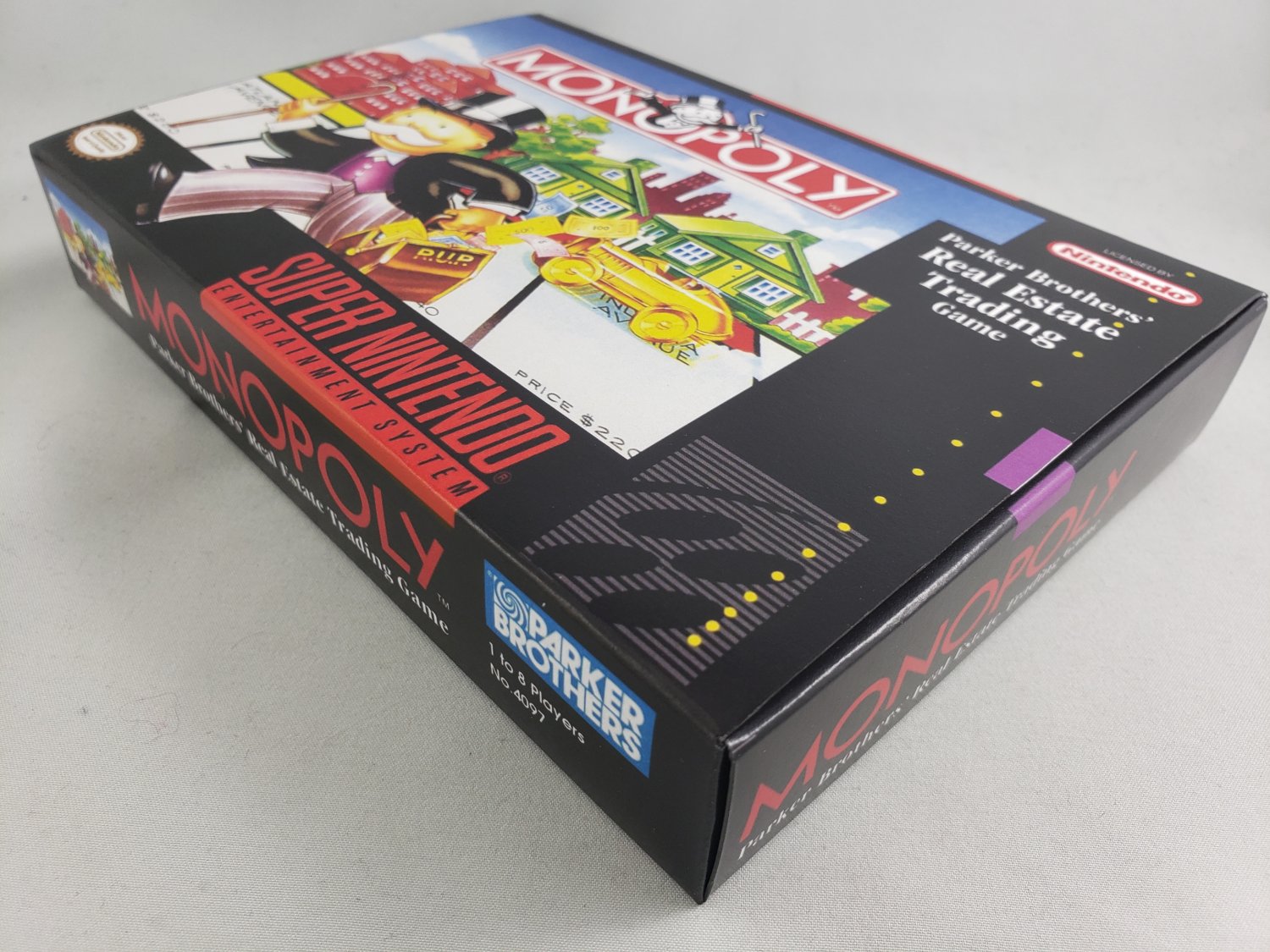 MONOPOLY - SNES, Super Nintendo Custom replacement Box optional w ...