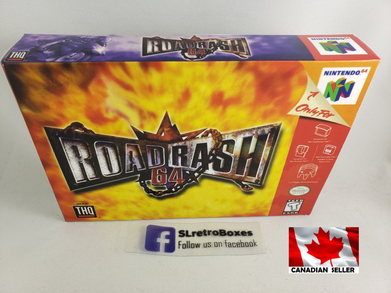 ROAD RASH 64 - N64, Nintendo64 replacement Box optional w/ Insert Tray & PVC Protector