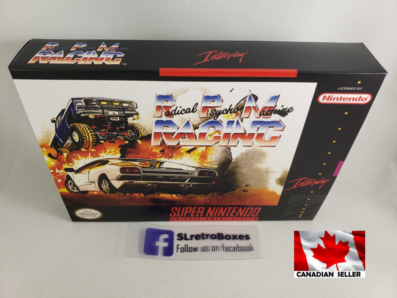 RPM RACING - SNES, Super Nintendo replacement Box opt w/ Insert Tray & PVC Radical Psycho Machine