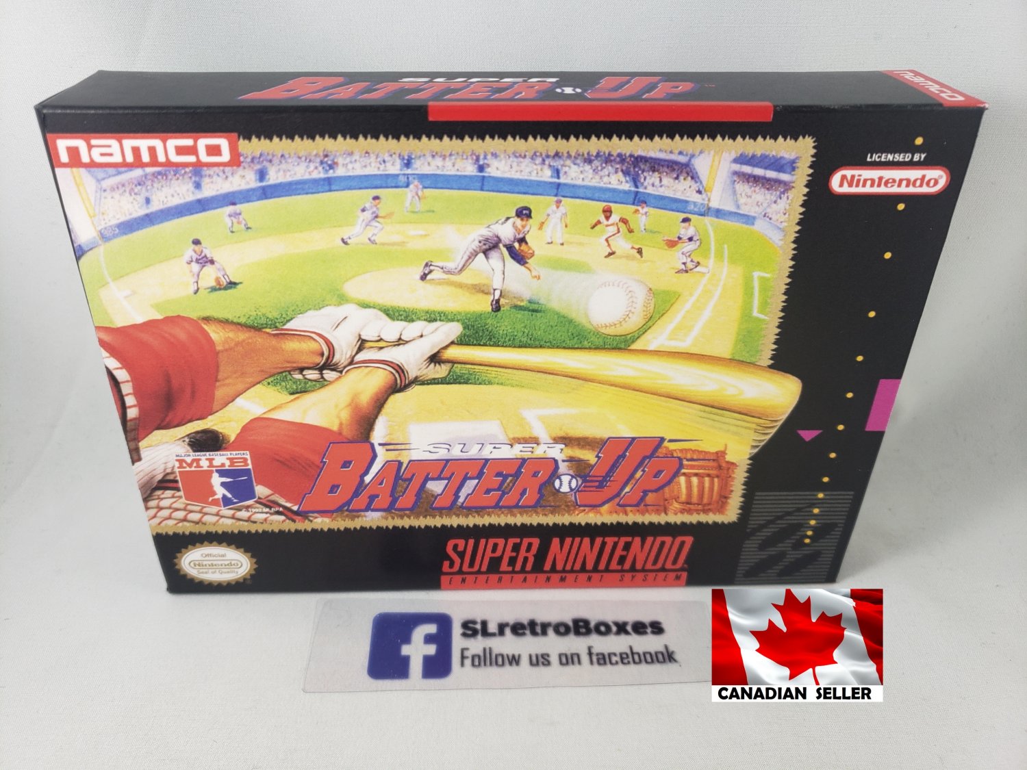 SUPER BATTER UP - SNES, Super Nintendo replacement Box optional w/ Insert Tray & PVC Protector