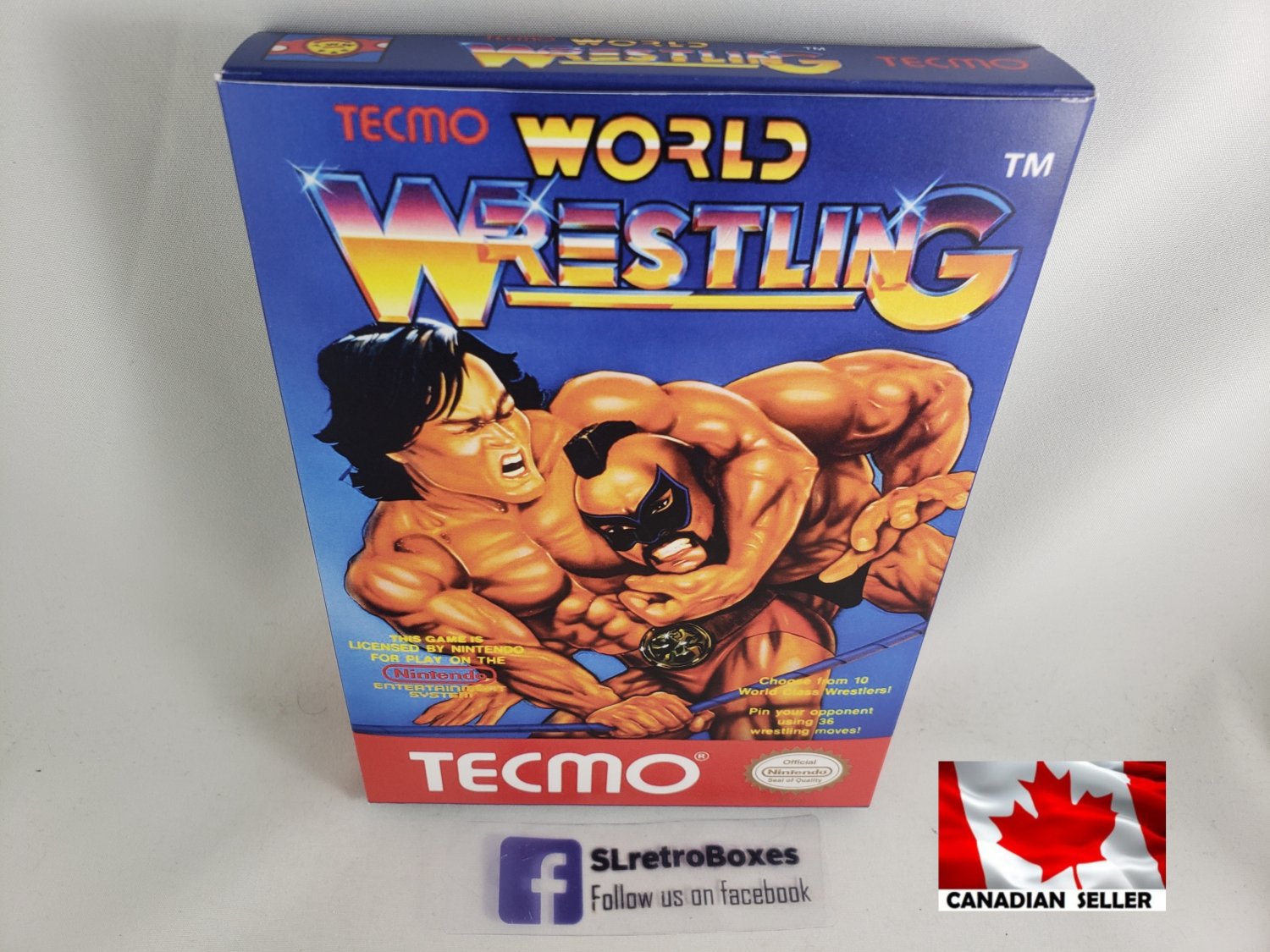 TECMO WORLD WRESTLING - NES, Nintendo Custom replacement BOX optional w/ Dust Cover & PVC Protector