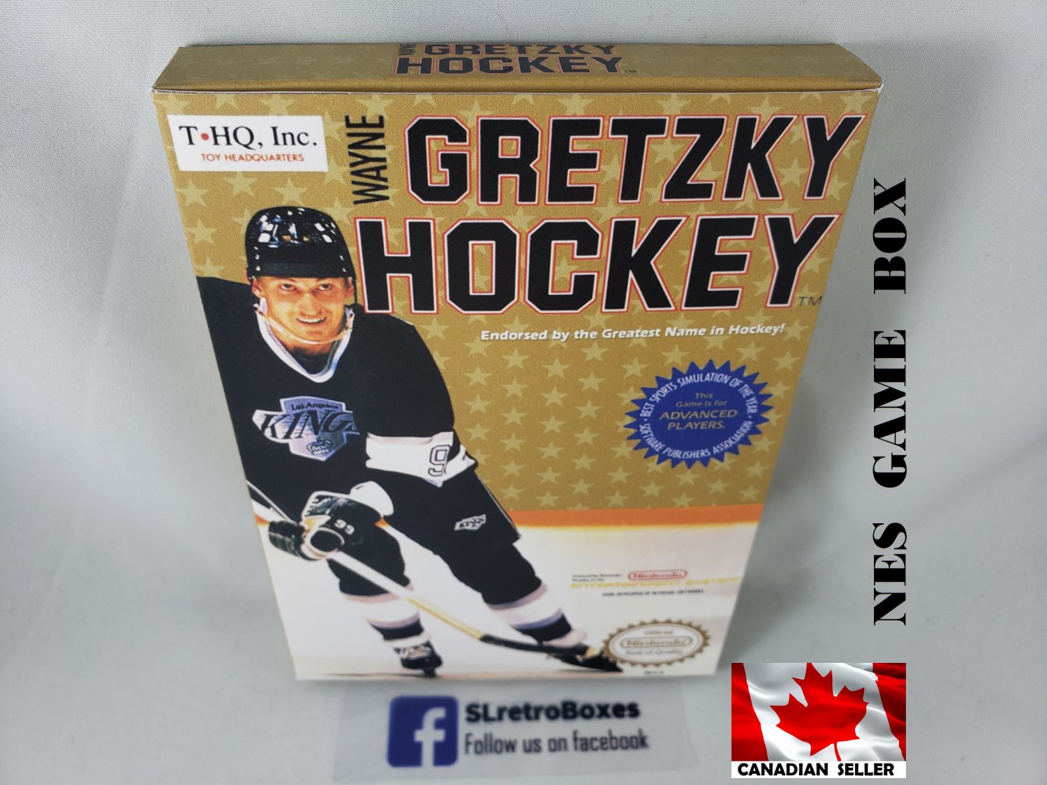 WAYNE GRETZKY HOCKEY - NES, Nintendo Custom replacement BOX optional w/ Dust Cover & PVC Protector