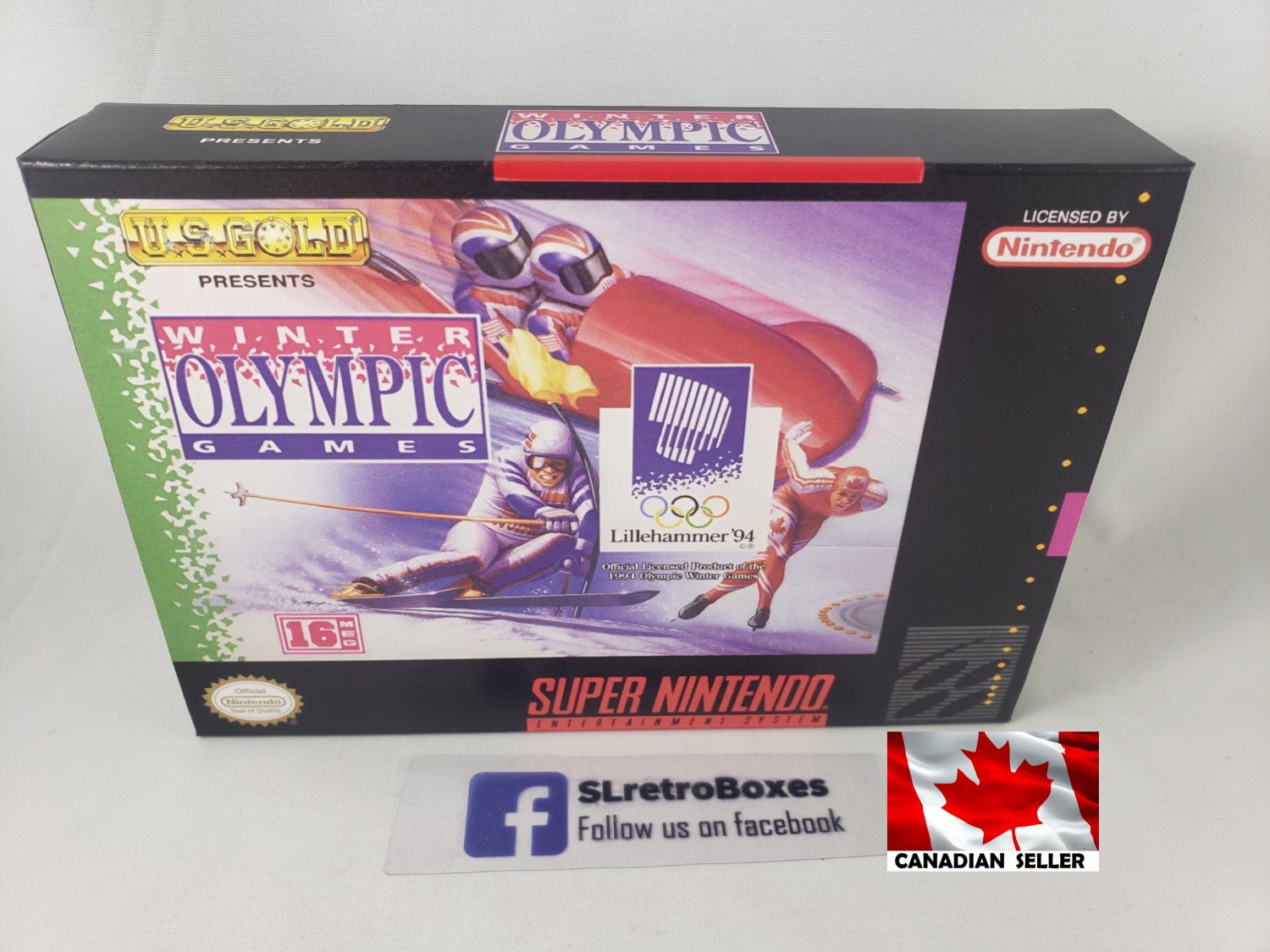 WINTER OLYMPIC GAMES - SNES, Super Nintendo replacement Box optional w/ Insert Tray & PVC Protector