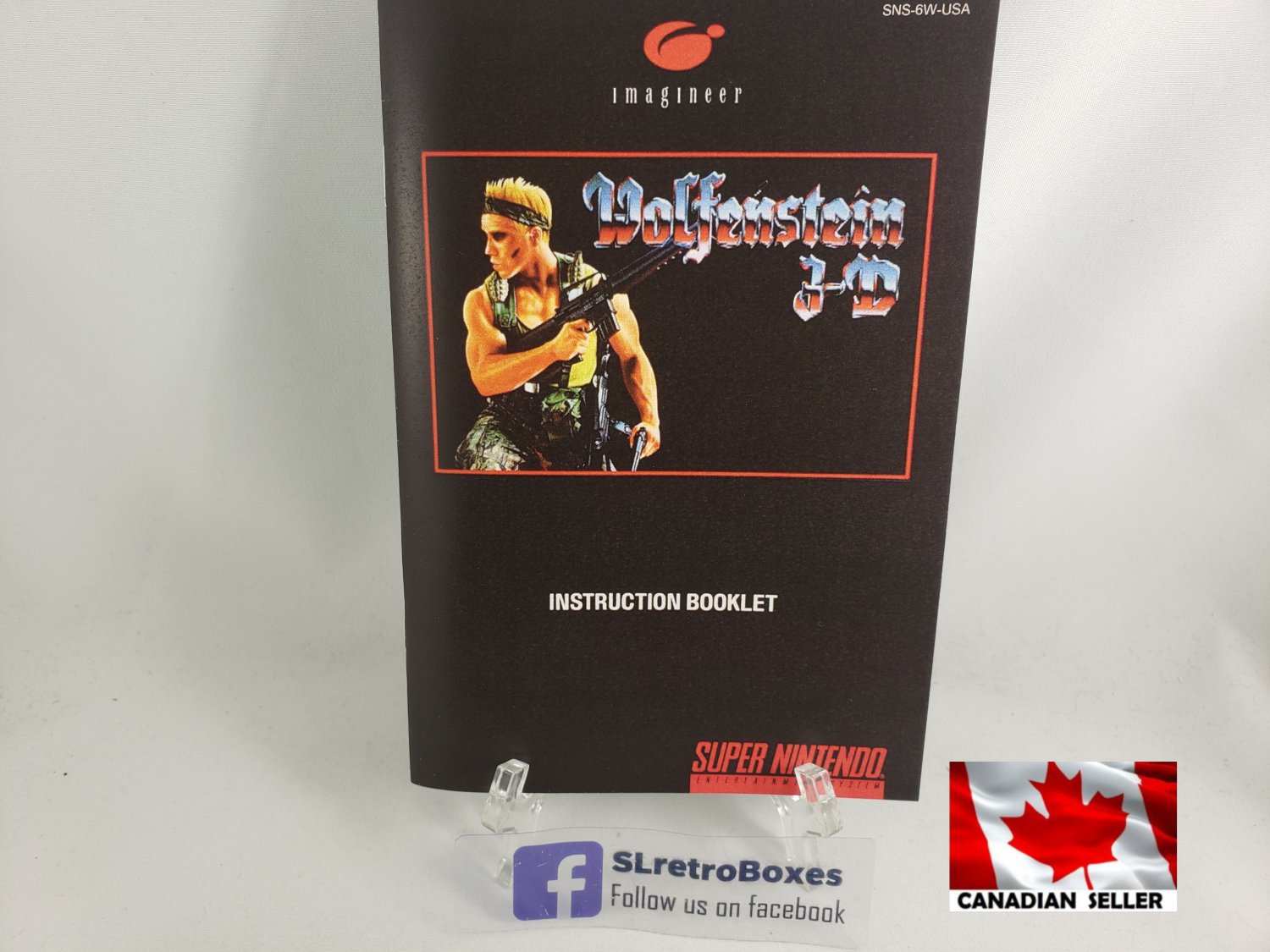 MANUAL SNES - WOLFENSTEIN 3D - Super Nintendo Replacement Instruction Booklet