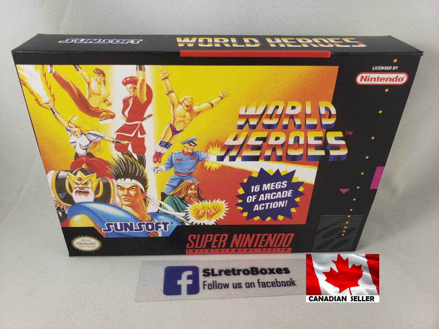 WORLD HEROES - SNES, Super Nintendo replacement Box optional w/ Insert Tray & PVC Protector
