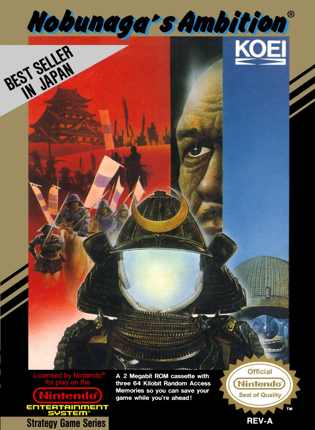 NOBUNAGA'S AMBITION - NES, Nintendo Custom replacement BOX optional w/ Dust Cover & PVC Protector