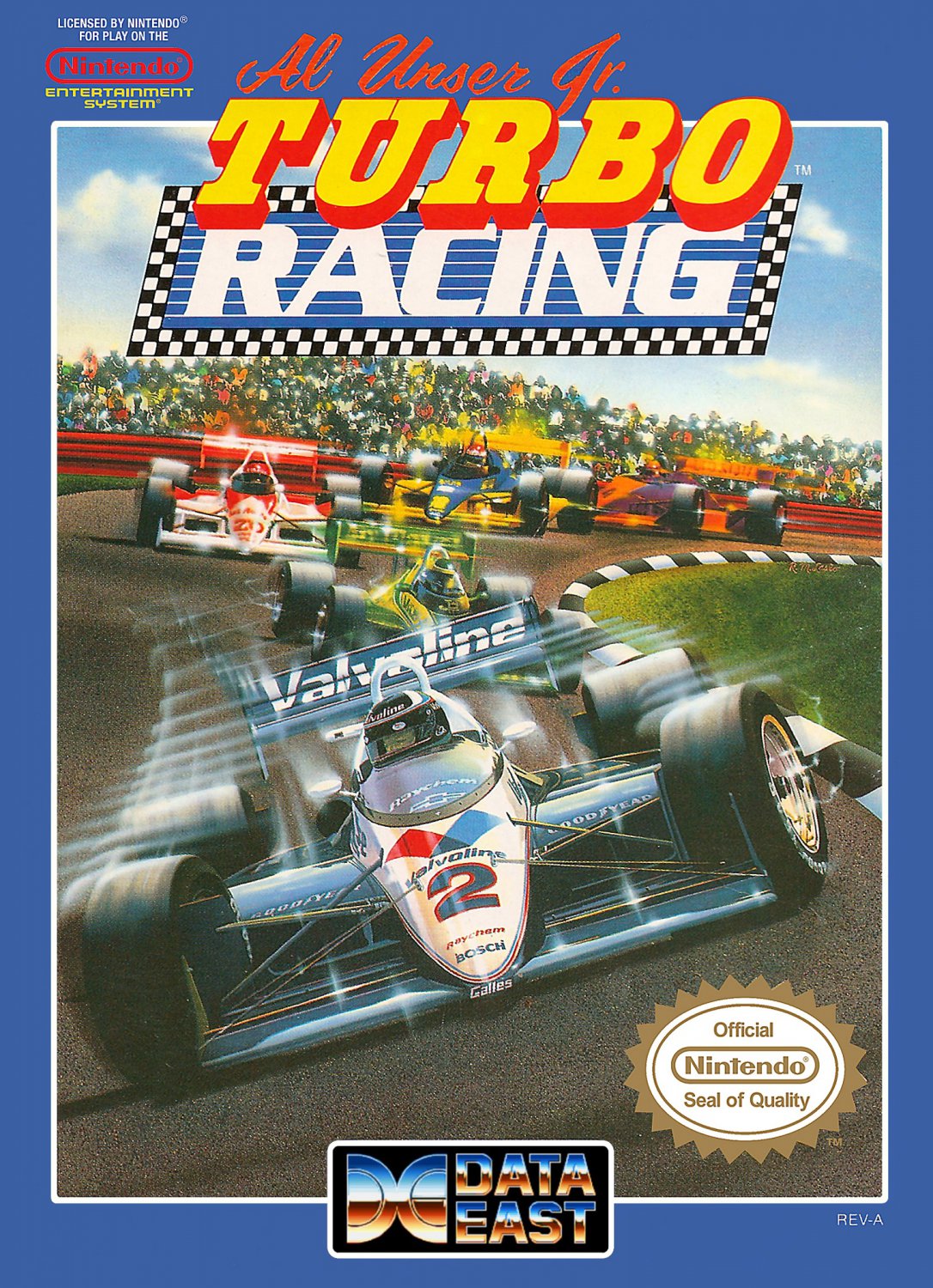 AL UNSER JR TURBO RACING - NES, Nintendo Custom replacement BOX w/ Dust Cover & PVC Protector