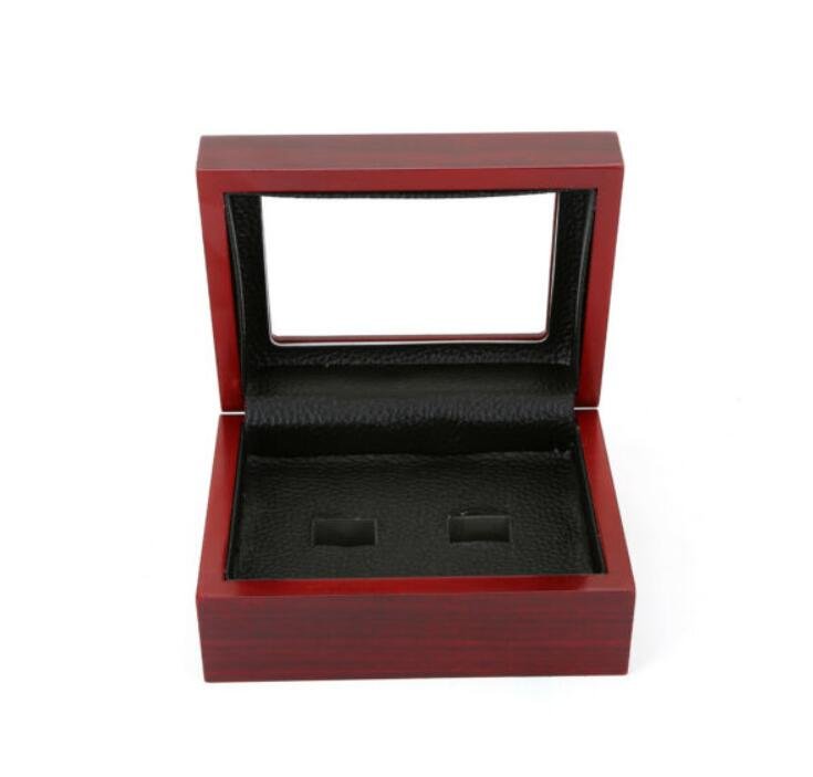 2 Holes Wooden Display Box for Super Bowl World Series Stanley Cup Championship Ring