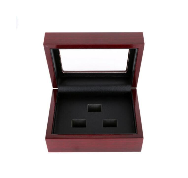 3 Holes Wooden Display Box for Super Bowl World Series Stanley Cup Championship Ring