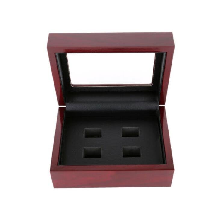 4 Holes Wooden Display Box for Super Bowl World Series Stanley Cup Championship Ring