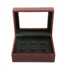 6 Holes Wooden Display Box for Super Bowl World Series Stanley Cup Championship Ring