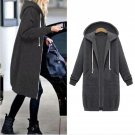 Spring 2020 Casual Hoodie Zipper Long Coat Sweatshirt Women Zip Up Loose Oversized Jacket