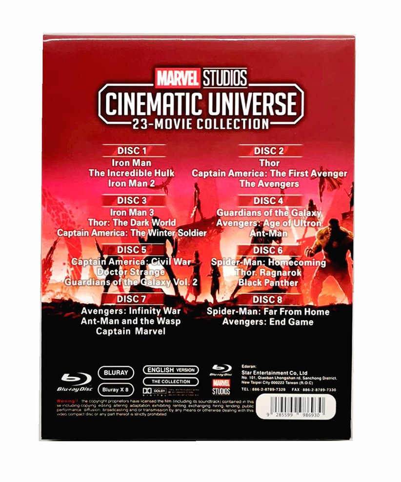 Marvel Cinematic Universe 23 Movie Collection Blu-ray 8-Disc Set Brand New