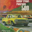 Riverside 500 Stock Car Road Race Program Riverside Raceway January 22, 1967