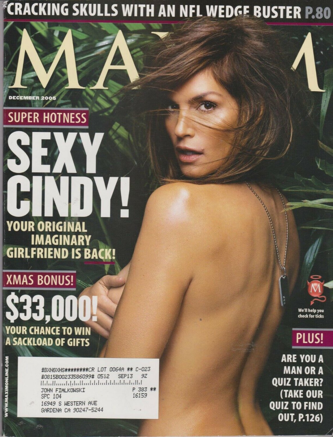 MAXIM Magazine #96 DECEMBER 2005-A - CINDY CRAWFORD LAYLA KAYLEIGH APRIL SC...