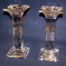 A Pair (2) of Beautiful Heavy Lead Crystal Candle Holders  9" Tall