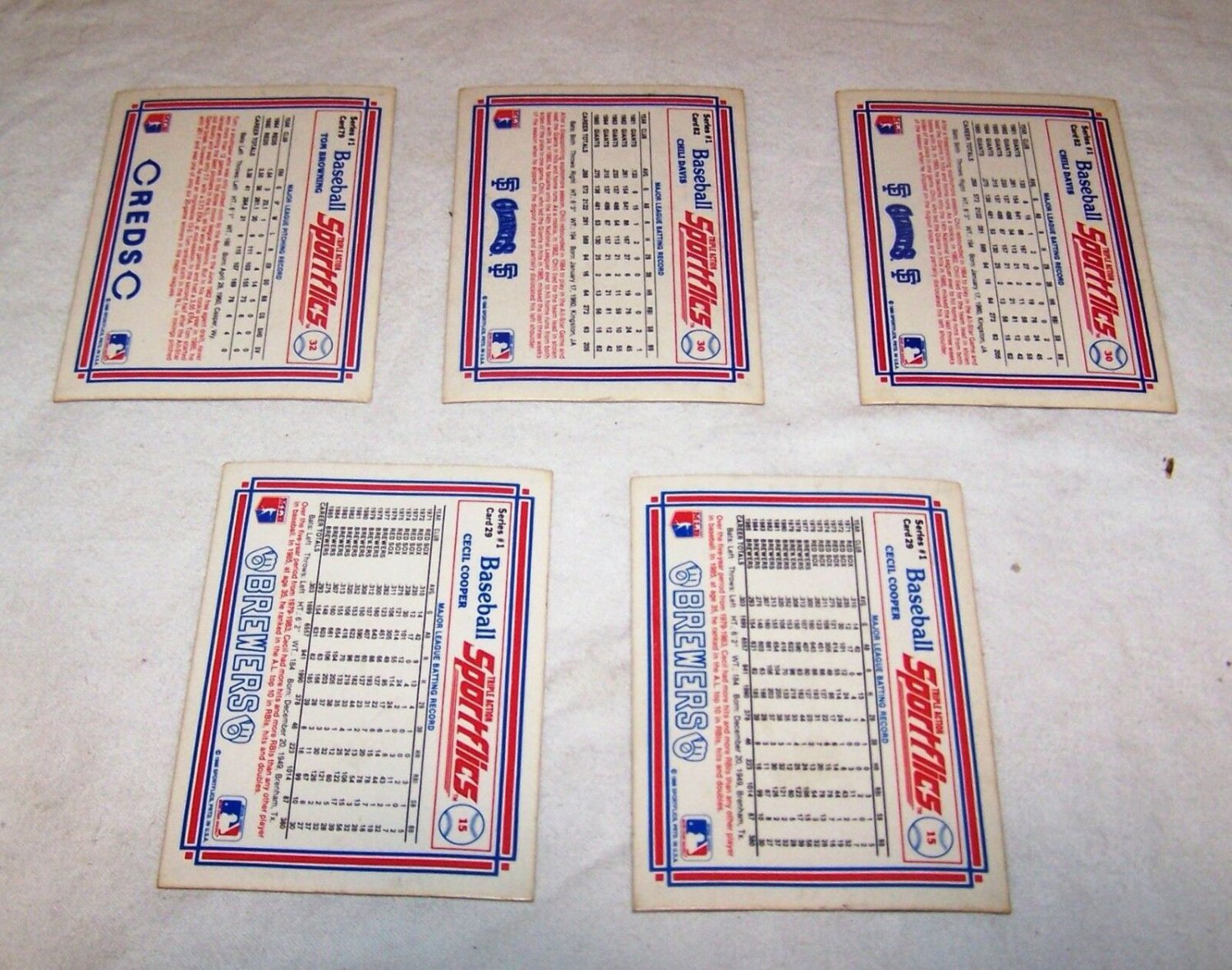 1986 Sportflics Baseball Cards Holograms Lot Of 5