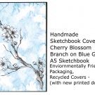 Cherry Blossom Branch on Frosty Background - Hardcover Stitch Bound Sketchbook Cover Art
