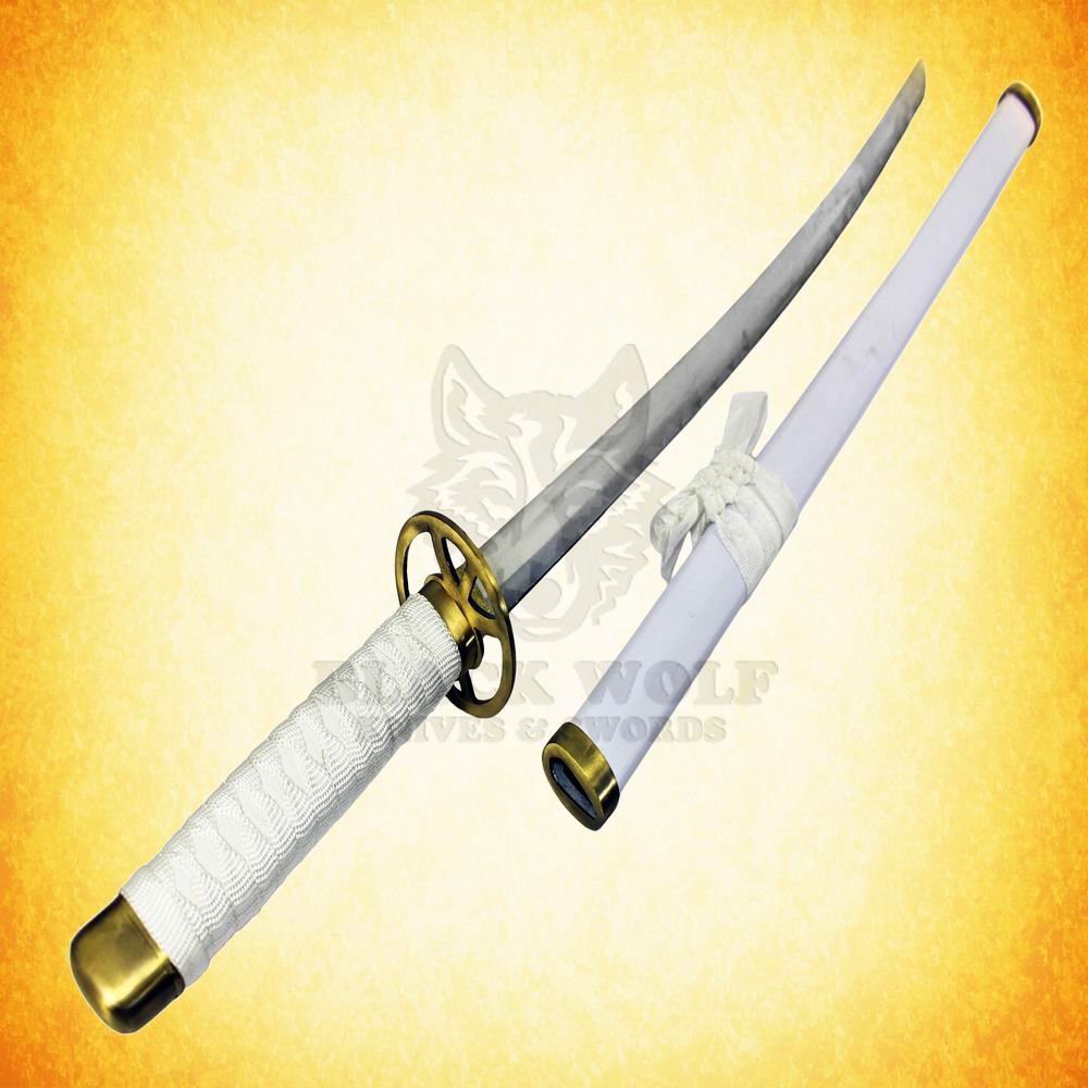 Bleach Rukia Anime Sword White Samurai with Scabbard Long Ribbon