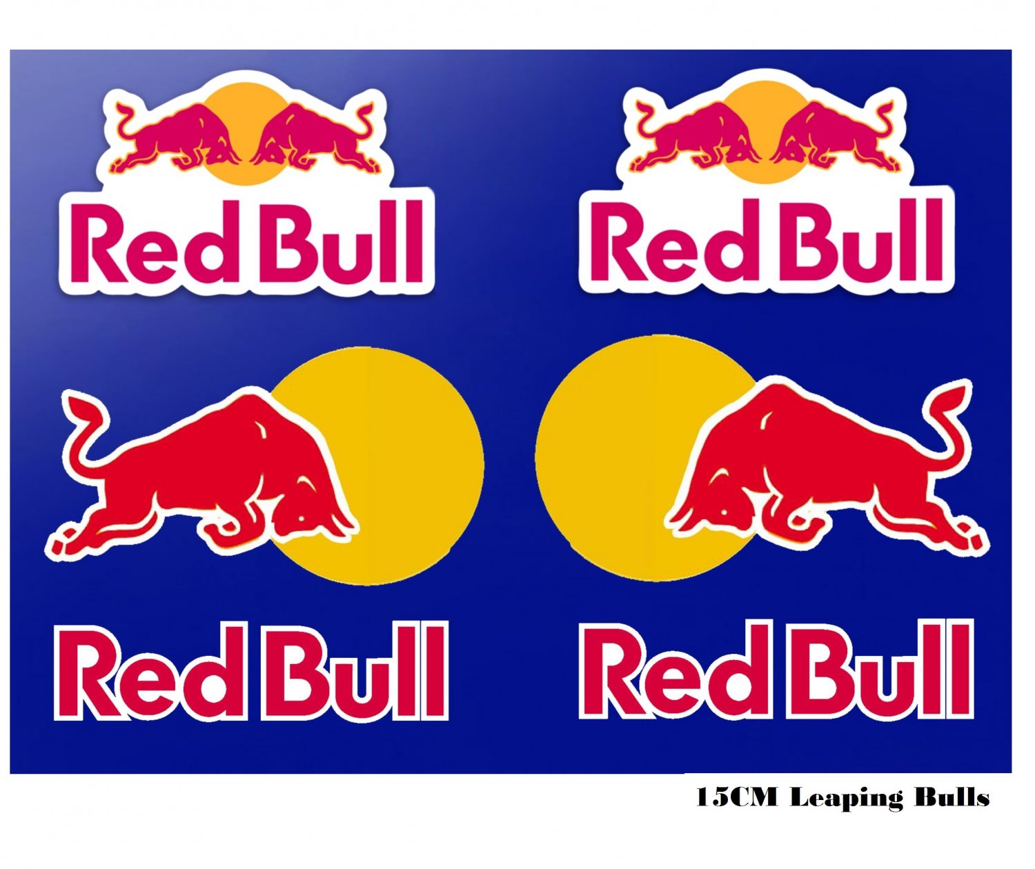 Red Bull Large 15cm Leaping Bullls & White Background Logo Motor Bike ...