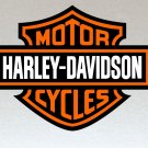 Harley Davidson Orange, Black and White Logo Stickers x 2 Included (Laminated) Water Resistant 120mm