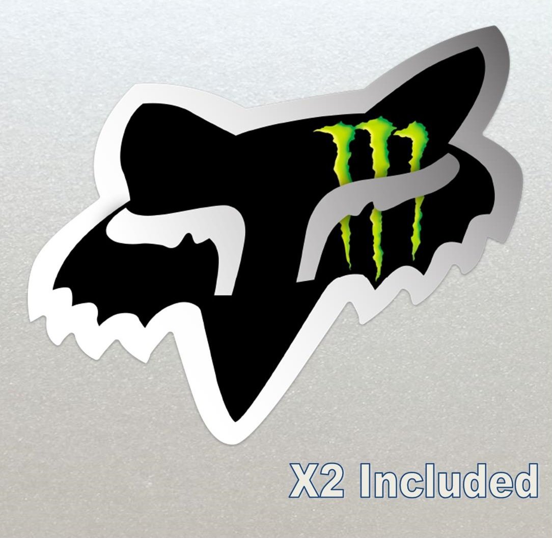 Fox Racing Monster Fox Stickers x 2 Included, (Laminated) 80mm Wide - High Quality