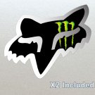 Fox Racing Monster Fox Stickers x 2 Included, (Laminated) 80mm Wide - High Quality