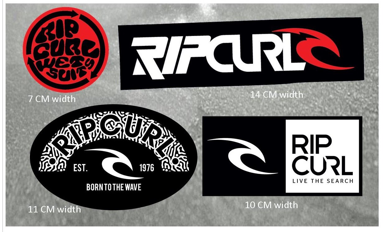 Rip Curl, Surf Board, Car, Bike, Boards, Scooter etc Stickers Set X 4 (Laminated Water Resistant)