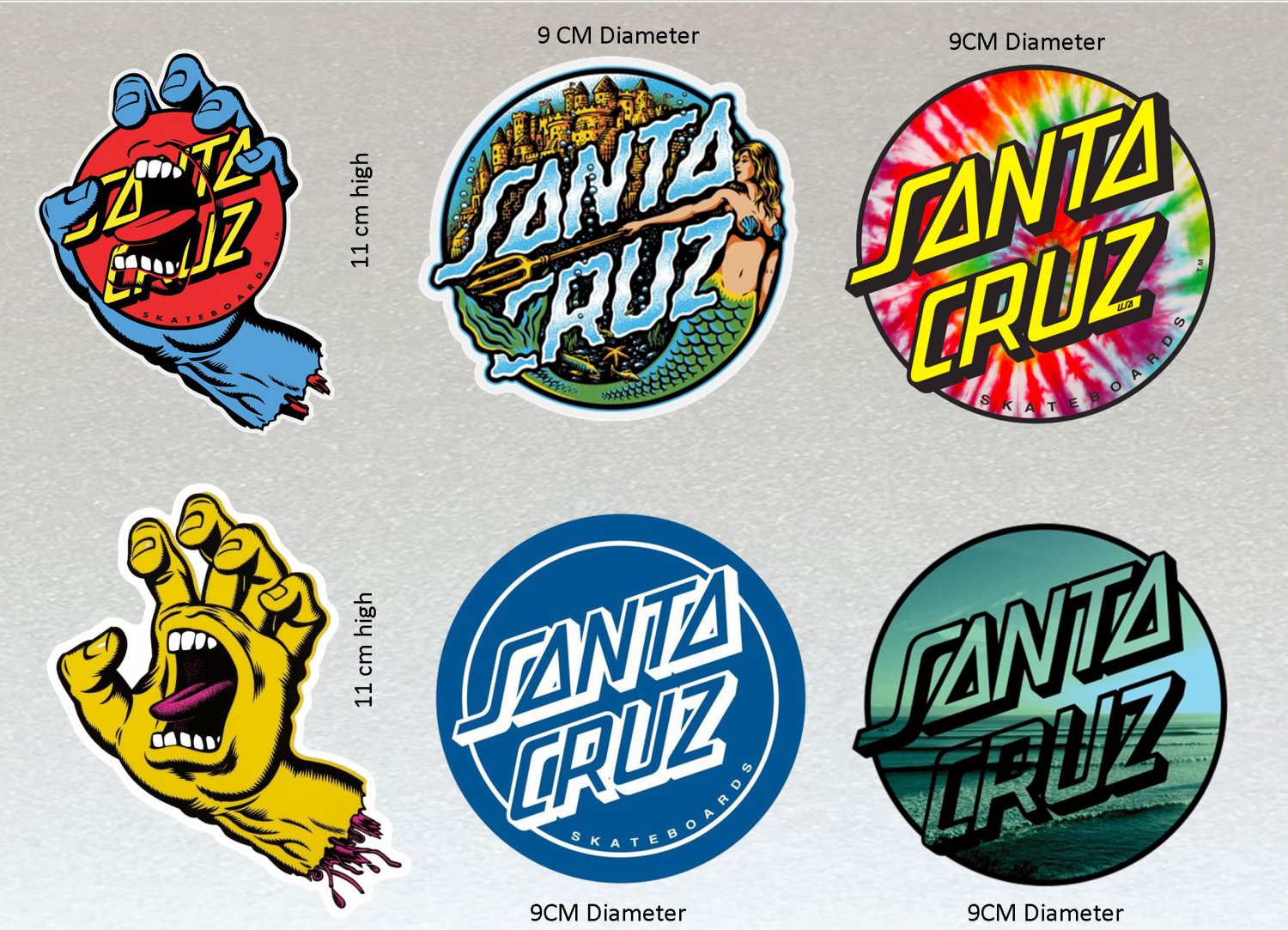 Santa Cruz Board Stickers Set X6 (Laminated) Includes ...