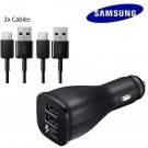 Original Samsung Galaxy S10+ S20 Note10 Adaptive Fast Car Charger+2 Type C Cable