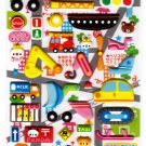 Kamio Japan Cars and Traffic Puffy Sticker Sheet Kawaii