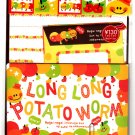 Q-Lia Japan Long Long Potato Worm Letter Set with Stickers Kawaii
