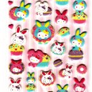 Sanrio Japan Hello Kitty Colorful Bunny Puffy Sticker Sheet by Sun-Star (B) 2010 Kawaii