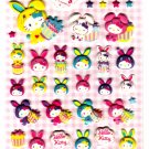 Sanrio Japan Hello Kitty Colorful Bunny Puffy Sticker Sheet by Sun-Star (C) 2010 Kawaii