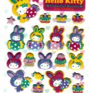 Sanrio Japan Hello Kitty Colorful Bunny Fuzzy Sticker Sheet by Sun-Star (B) 2010 Kawaii