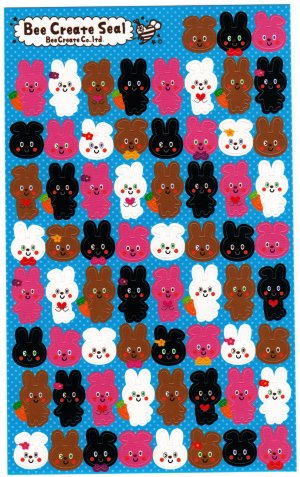 Bee Create Japan Rabbit Sticker Sheet Kawaii