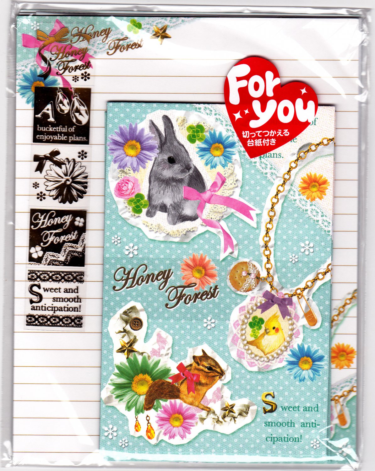 Kamio Japan Honey Forest Letter Set With Stickers Kawaii