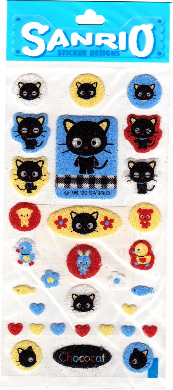 Sanrio Japan Chococat Fuzzy Sticker Sheet 1999 Kawaii