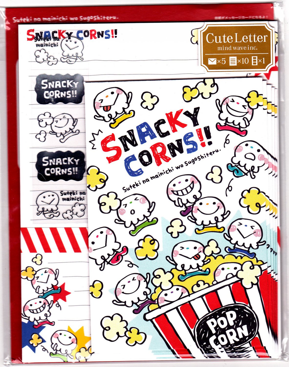 Mind Wave Japan Snacky Corns Letter Set With Stickers Kawaii