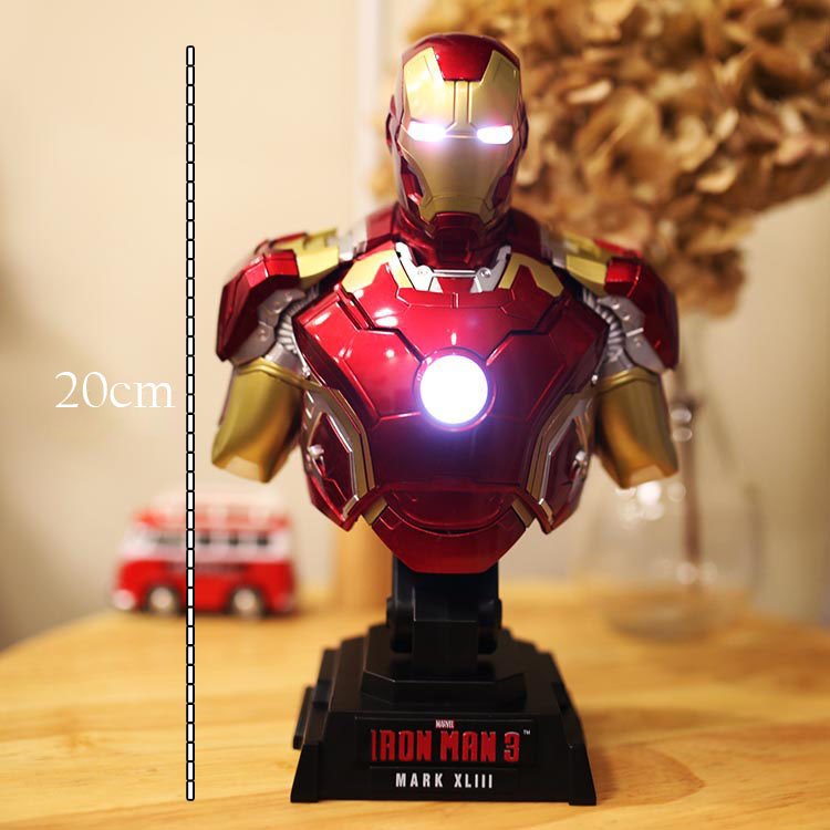 Avengers Iron Man MK43 Bust Statue 1/4 Scale Light up Decoration Figure Boxed
