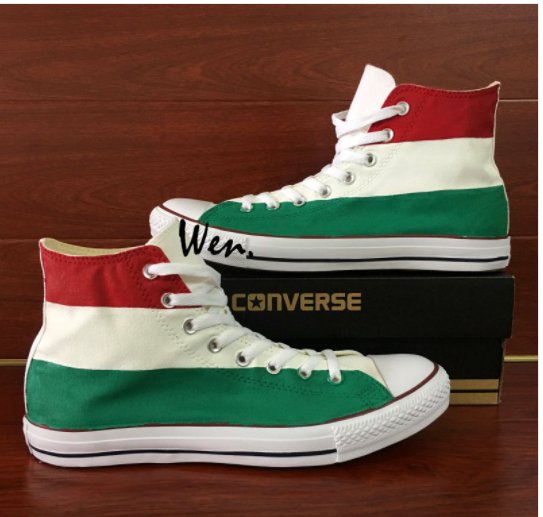 Converse Design Hungary Flag Shoes Hand Painted Canvas Shoes Chuck Sneakers